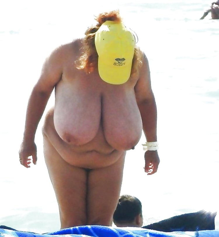 Granny topless on the beach