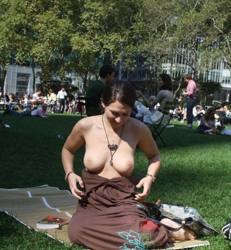 Big breasts in public