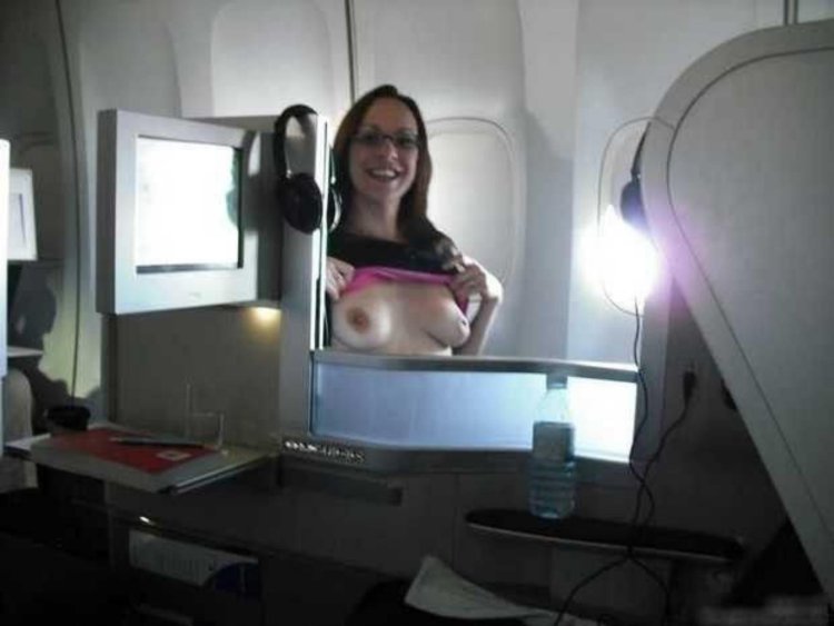 Naked blonde on the plane