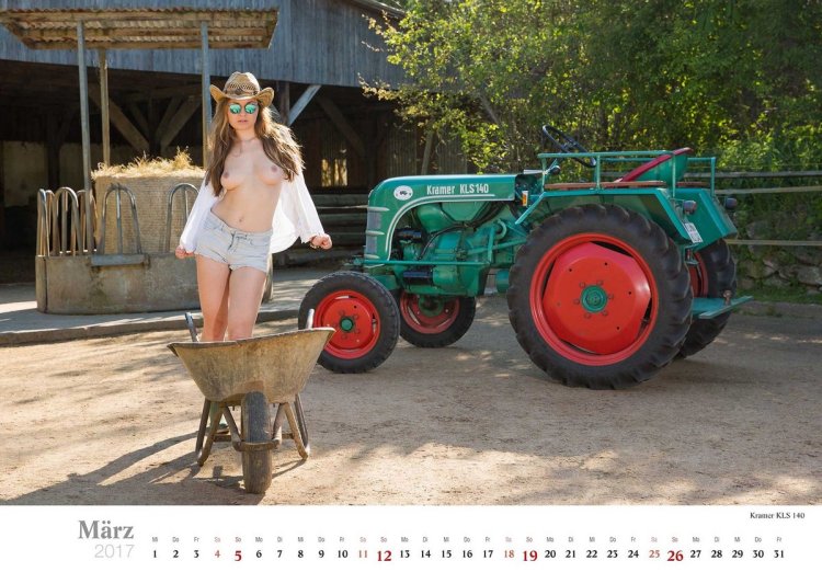 Tractor and girls tits
