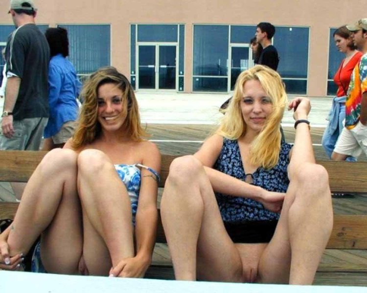 Three girls without panties