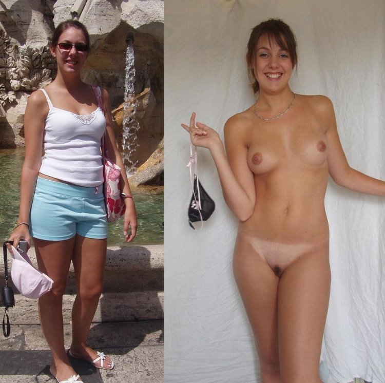 Wife in clothes and without clothes