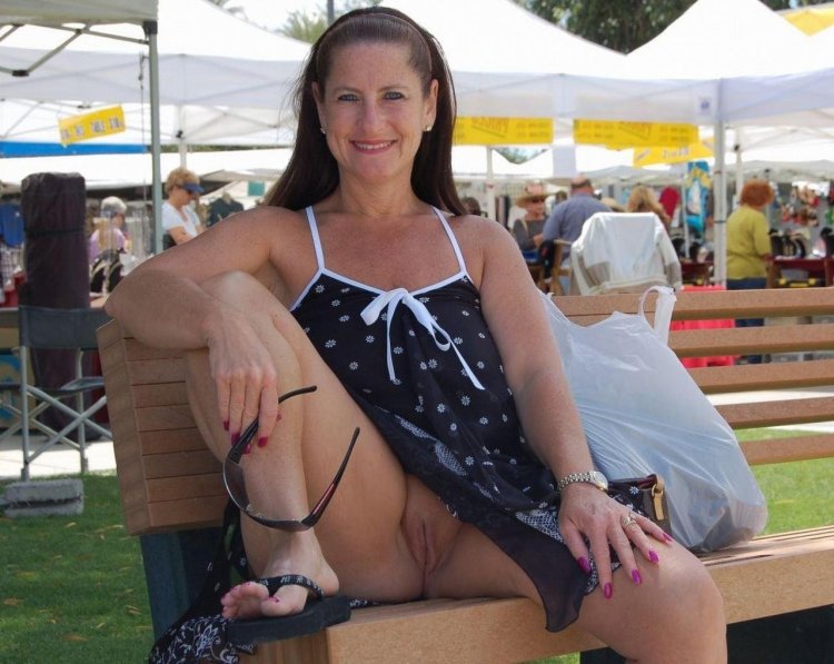 Old woman without panties on the street