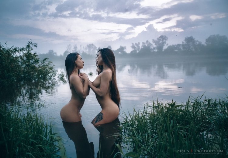 Girl with big breasts in the bathroom