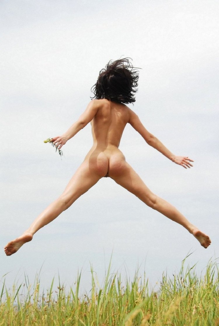 Naked girls jumping