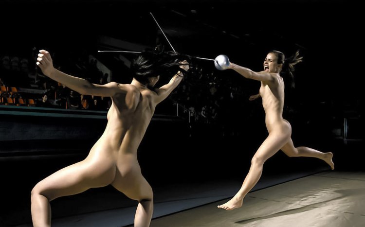 Naked women in kickboxing