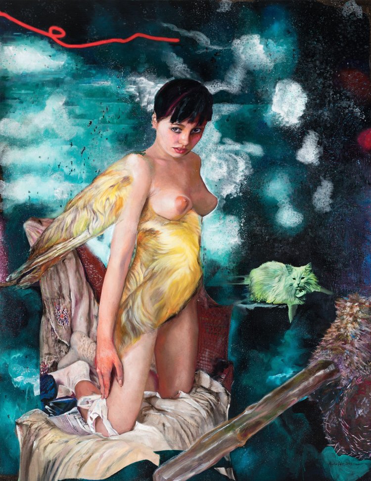 Naked women butt in the river