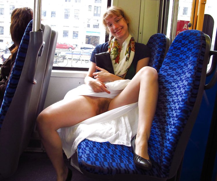 Woman without panties in the train