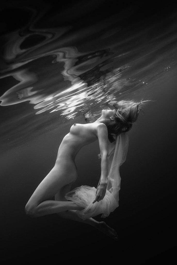 Submarine swimming nude