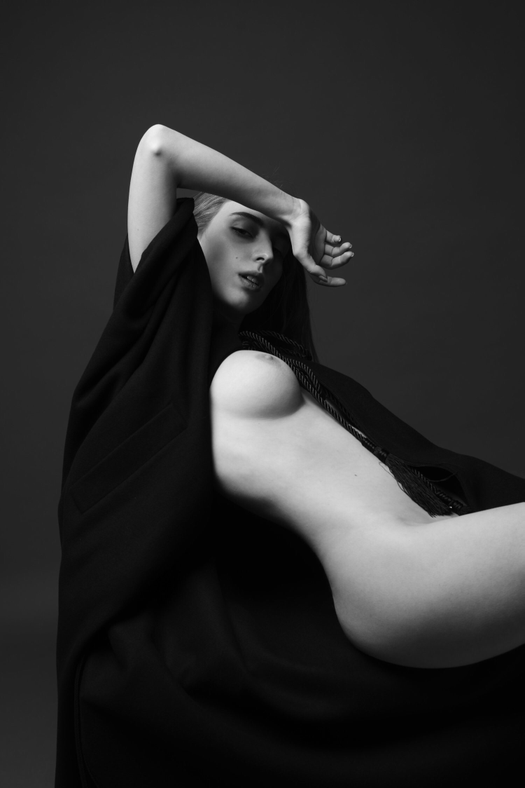 Nude blonde boobs in the mountains of Crimea