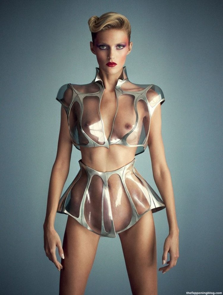 Naked fashion models on the catwalk