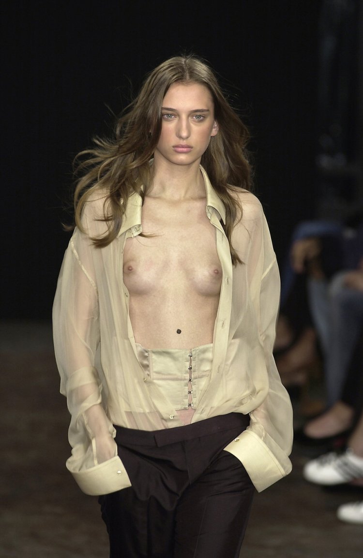 Naked fashion models on the catwalk