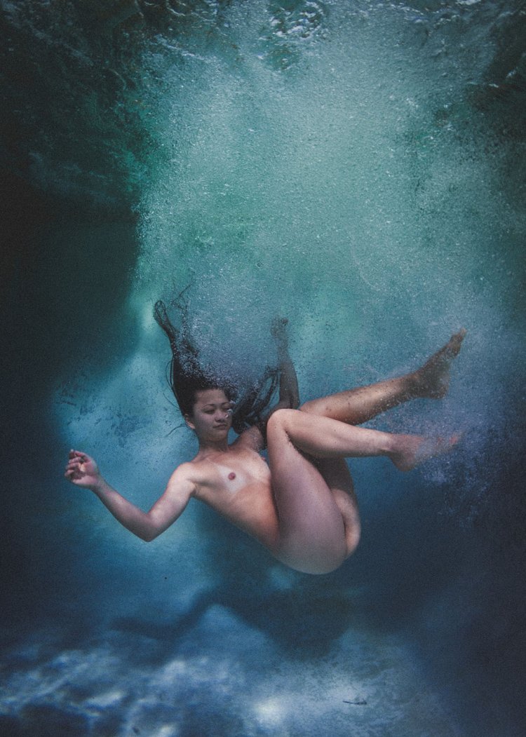 Naked on the beach underwater shooting