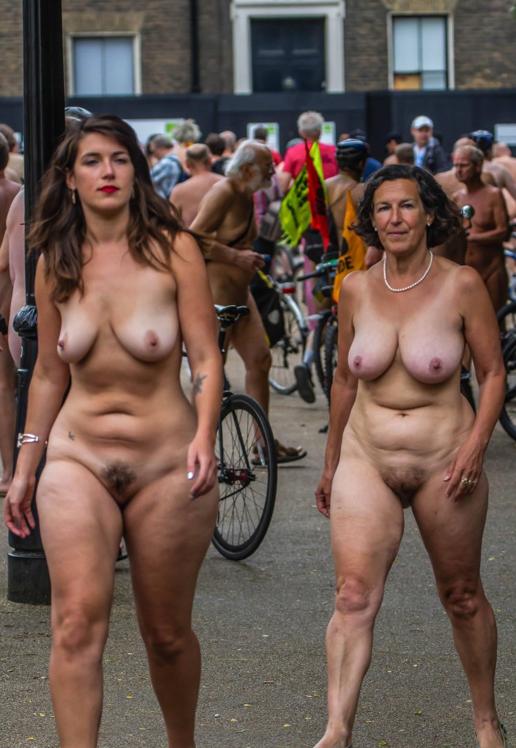 Naked women with protruding boobs