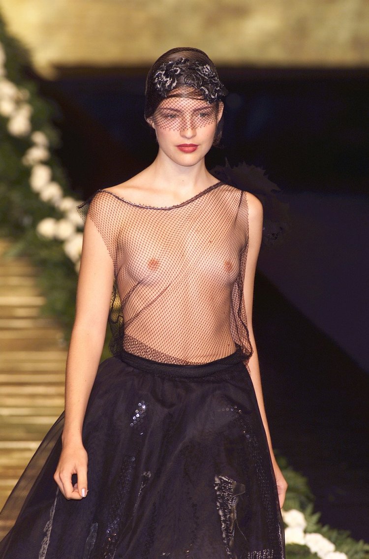 Naked fashion models on the catwalk