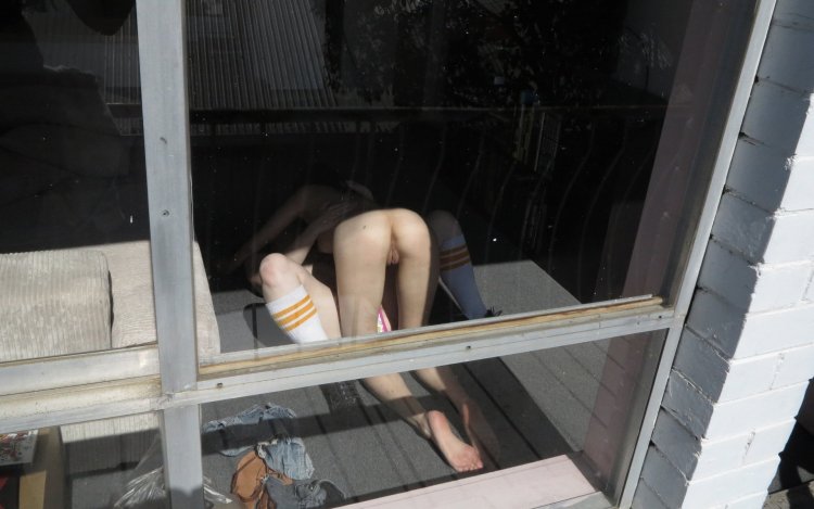 Spied on masturbation on the balcony