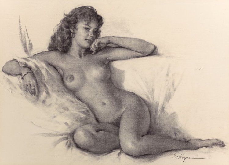 Pencil drawing mature nude