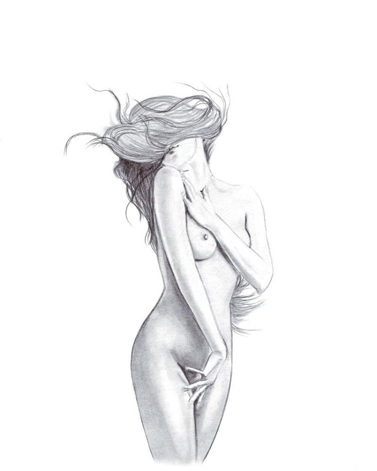 Drawings with a pencil of naked women