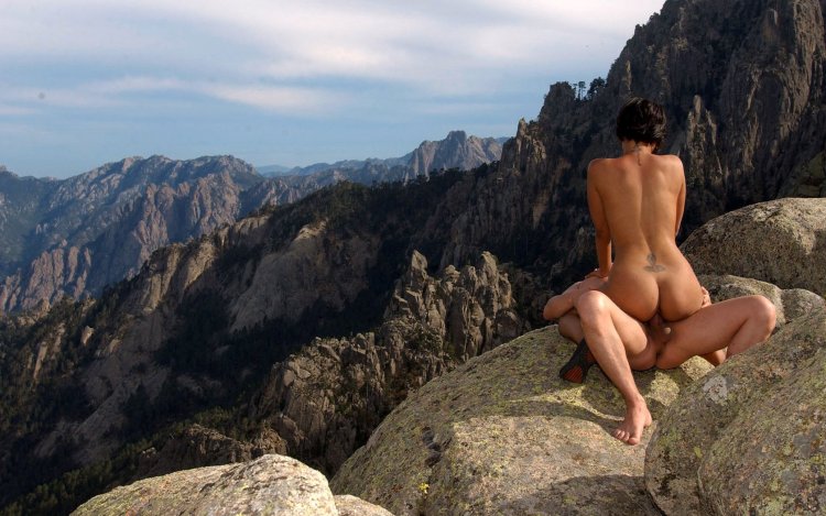 Sunbathing naked in the mountains