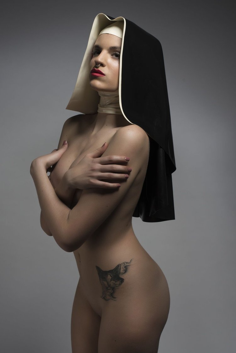 Naked nun in the church
