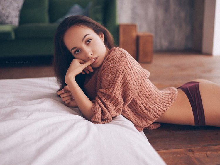 Girl sleeps in a swimsuit