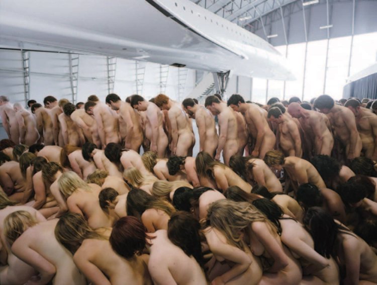 Line of naked women