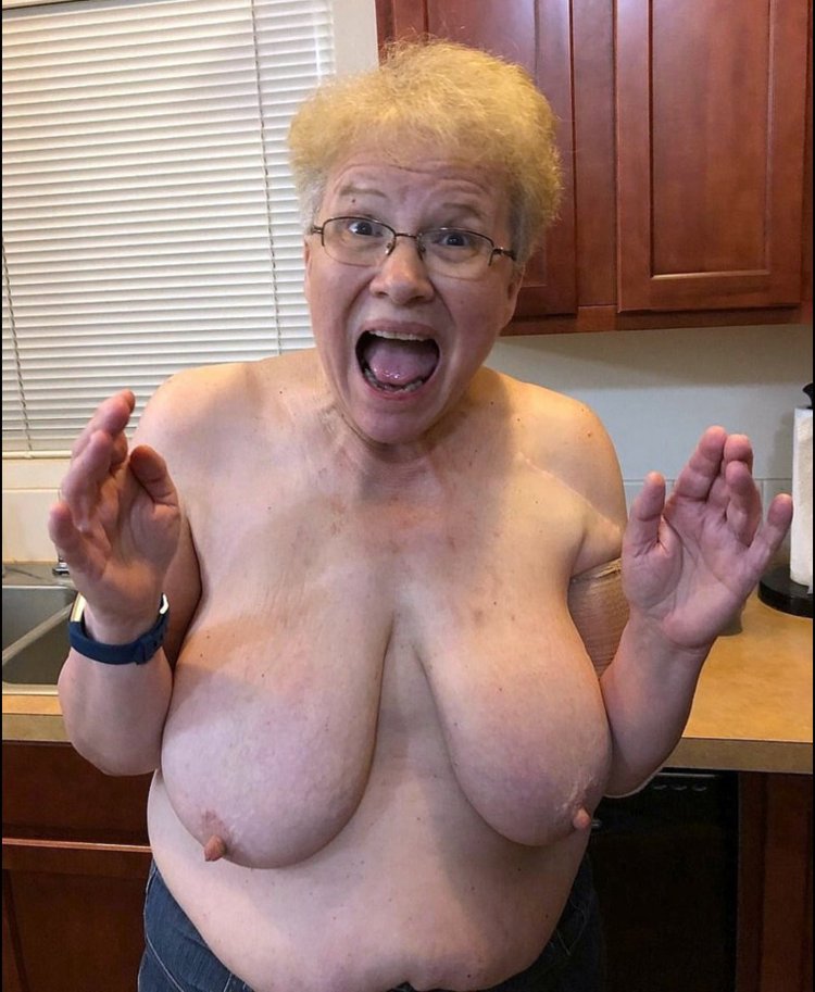 Elderly woman with large breasts
