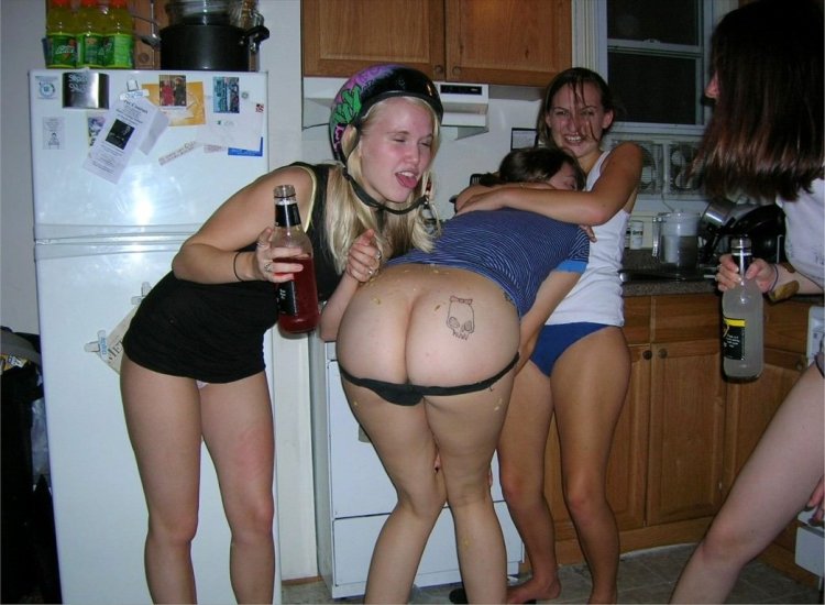 Naked butt of drunk women