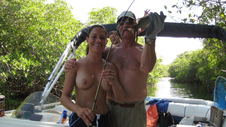 Girls on fishing topless