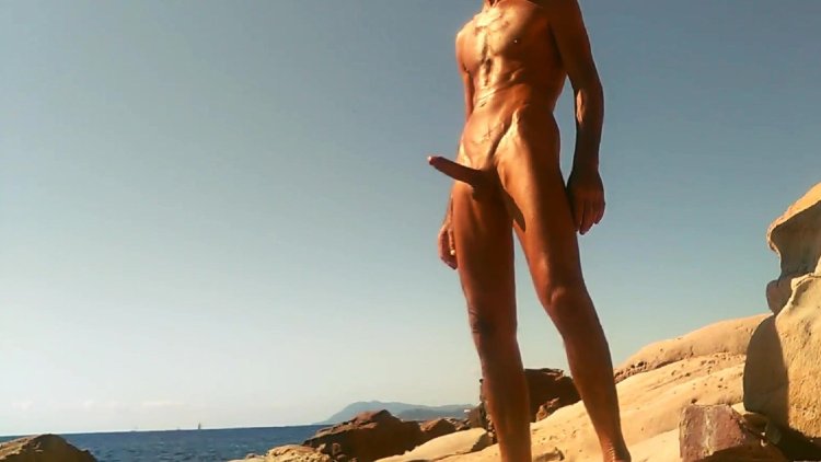 Excited member on the beach