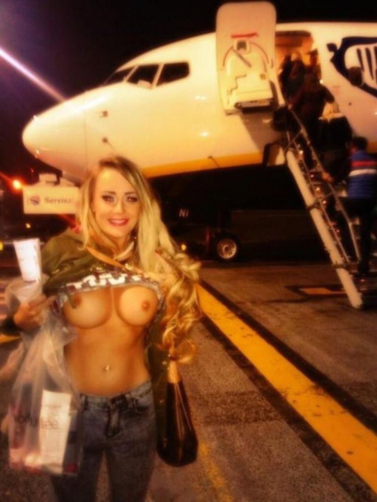 Showed boobs on an airplane