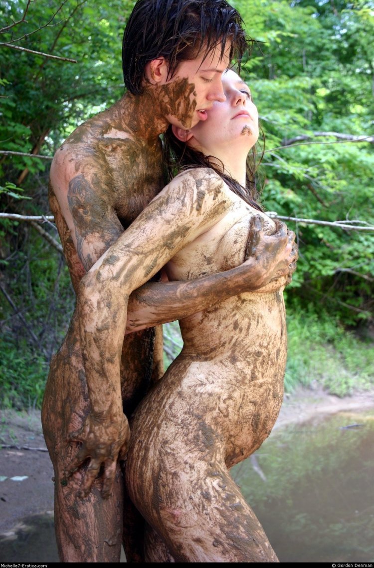 Naked girls in mud