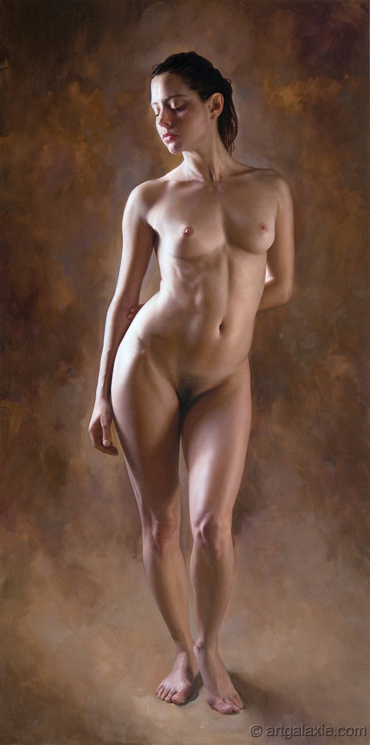 Naked female body in full height