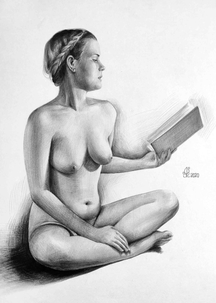 Pencil drawings of naked women