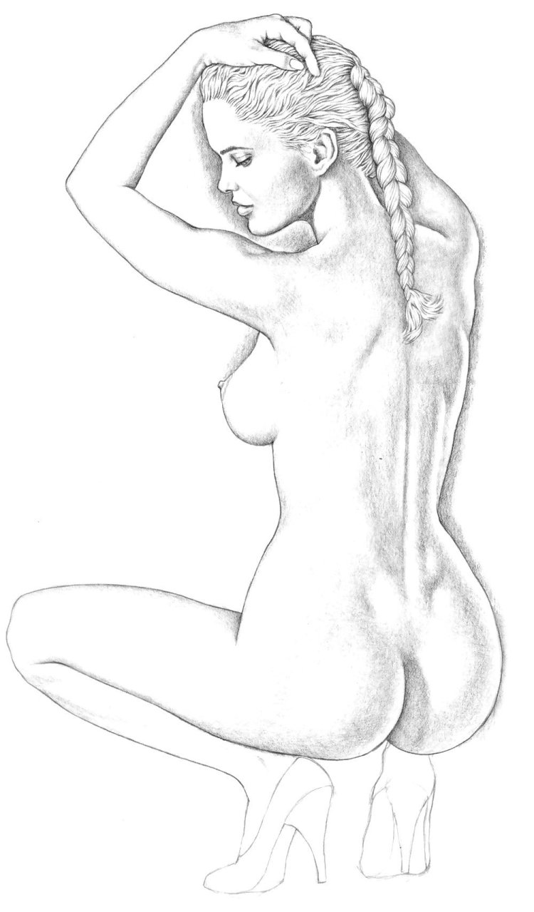 Pencil drawings of naked women
