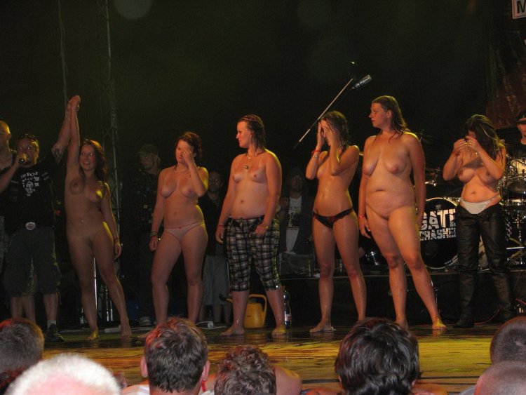 Naked women in front of the public