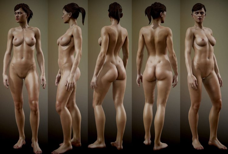 Naked female body pose