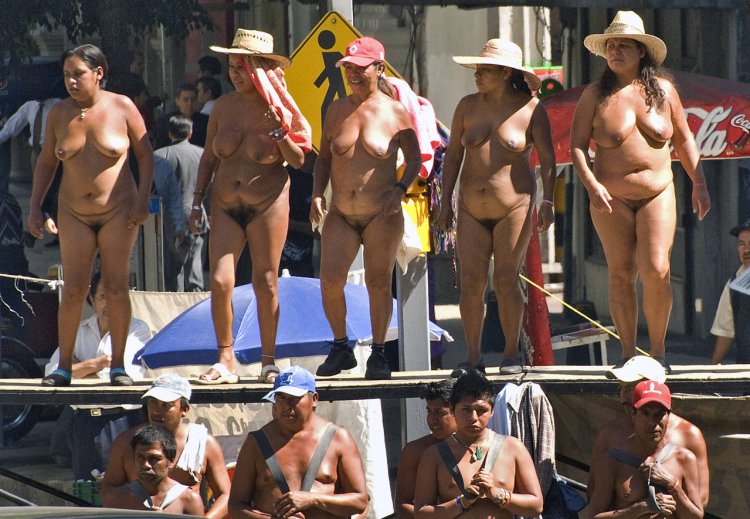Naked women on the streets of cities