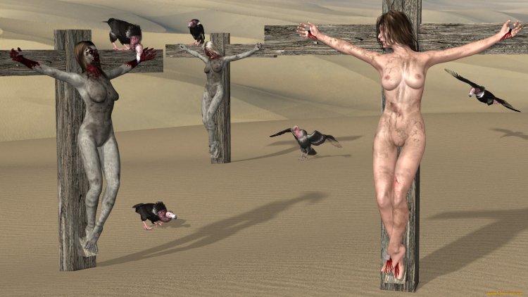 Nude Spread Eagle Crucified Impaled Outdoors