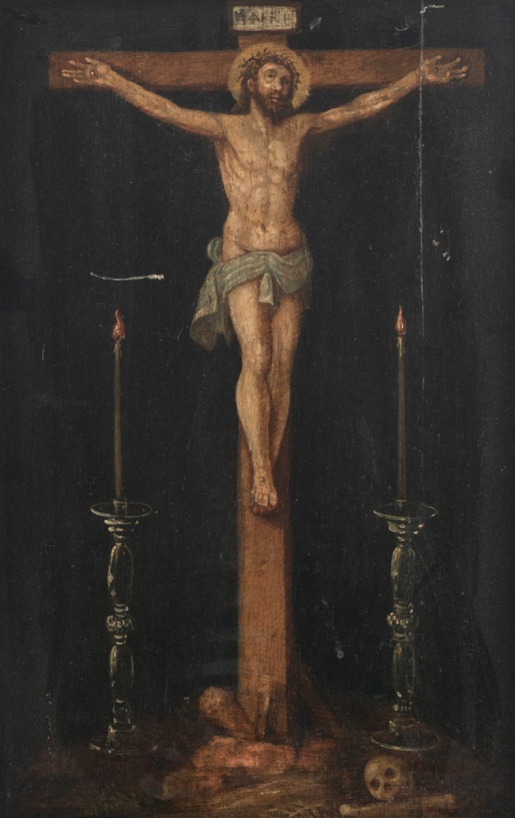 Crucified girl on the cross