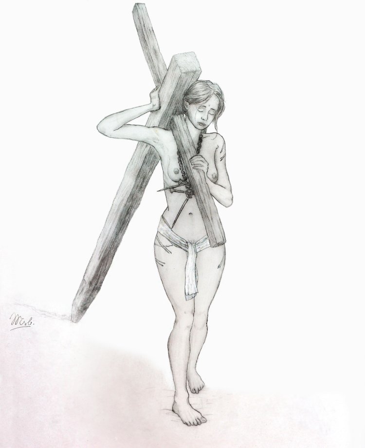 The execution of girls crucifixion
