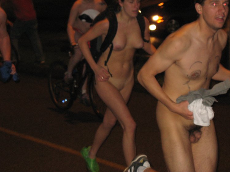 The woman runs naked