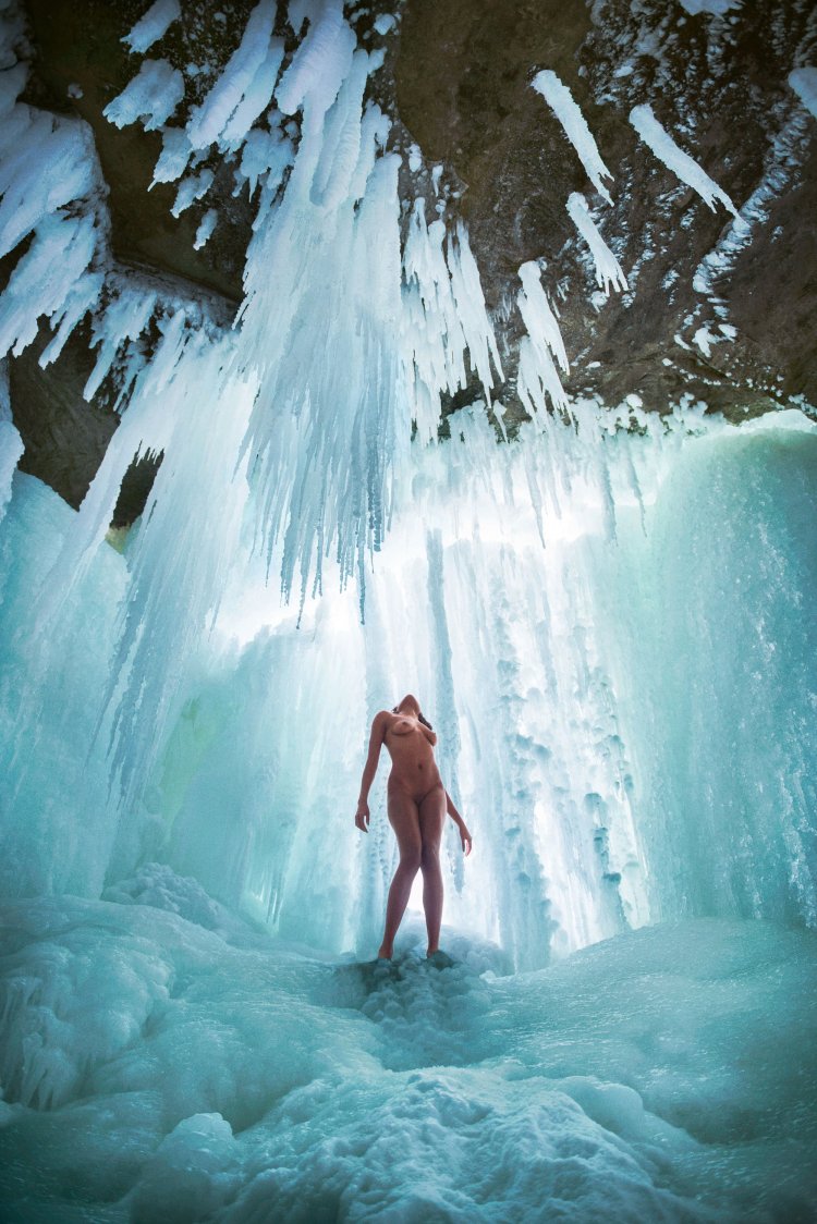 Naked girls in ice caves