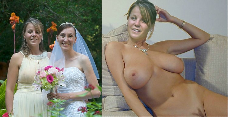Naked women in a wedding dress