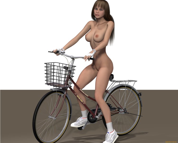 Naked athletes on a bicycle