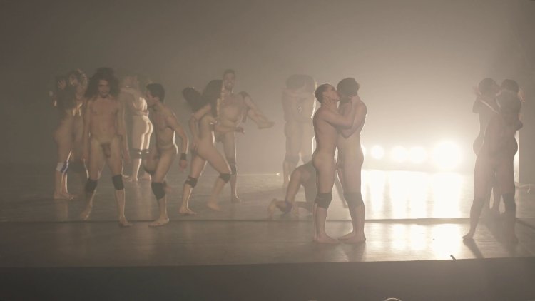 Naked stripper on stage