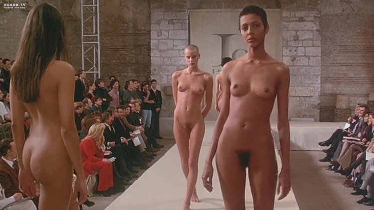 Naked fashion model on the catwalk