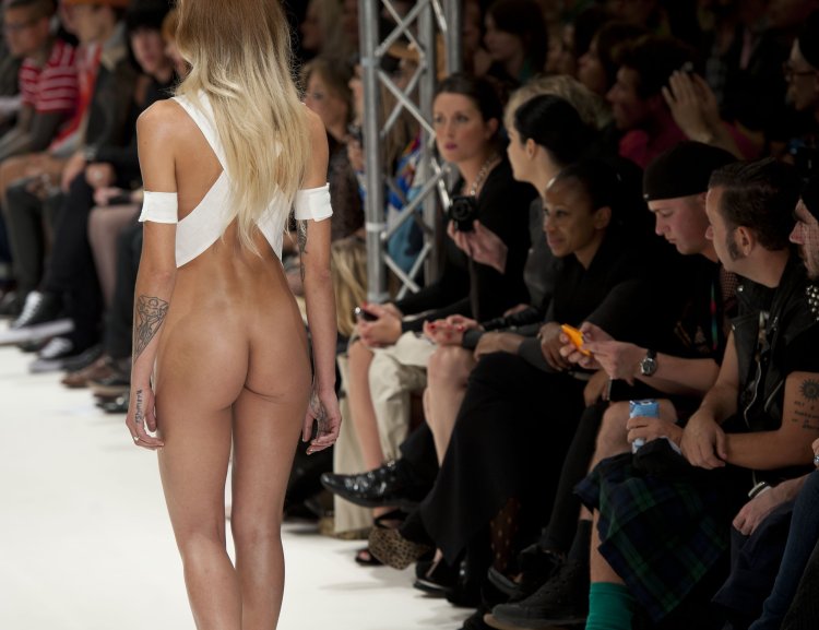 Naked models at the fashion show