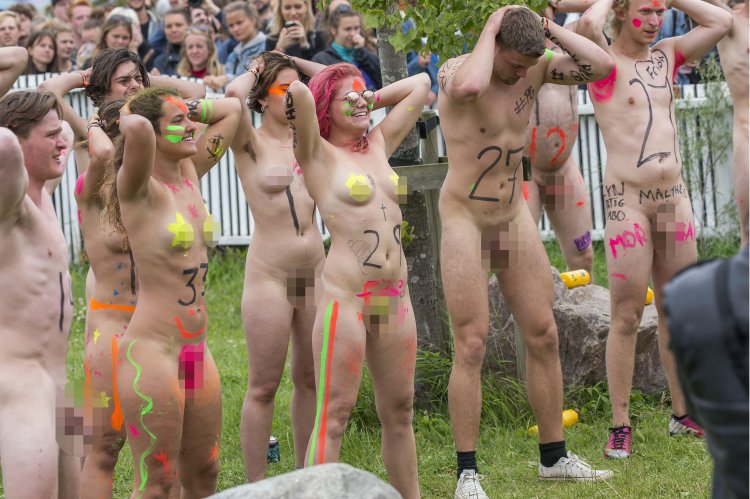 Hippie naked at the festival