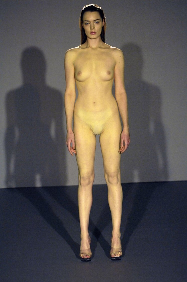 Naked fashion models on the catwalk